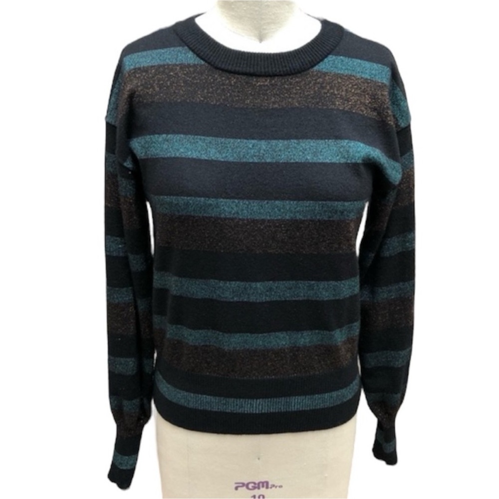 Nine West Striped Lamé Sparkly Sweater